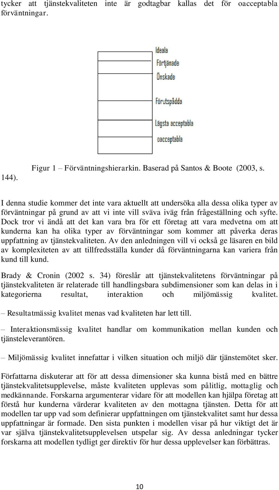 Dock tror vi ändå att det kan vara bra för ett företag att vara medvetna om att kunderna kan ha olika typer av förväntningar som kommer att påverka deras uppfattning av tjänstekvaliteten.