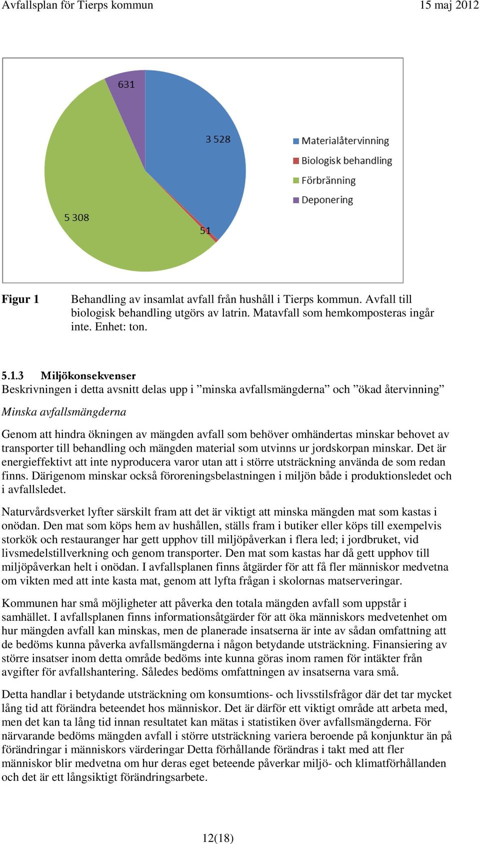 3 Miljökonsekvenser Beskrivningen i detta avsnitt delas upp i minska avfallsmängderna och ökad återvinning Minska avfallsmängderna Genom att hindra ökningen av mängden avfall som behöver omhändertas