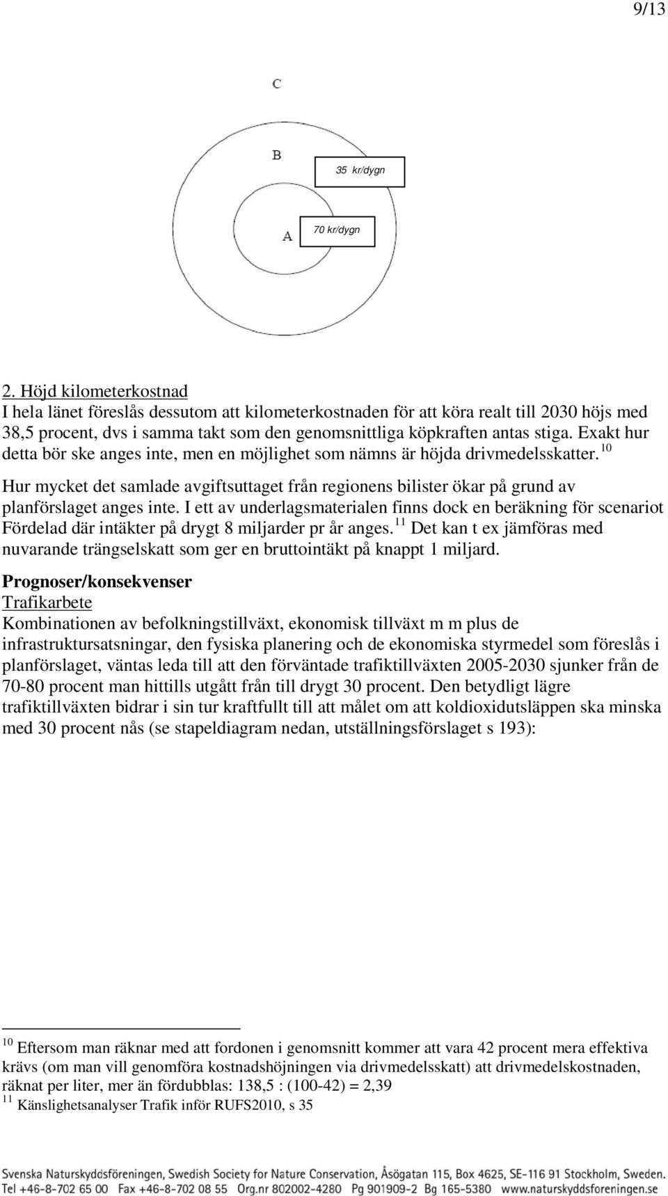 Exakt hur detta bör ske anges inte, men en möjlighet som nämns är höjda drivmedelsskatter. 10 Hur mycket det samlade avgiftsuttaget från regionens bilister ökar på grund av planförslaget anges inte.