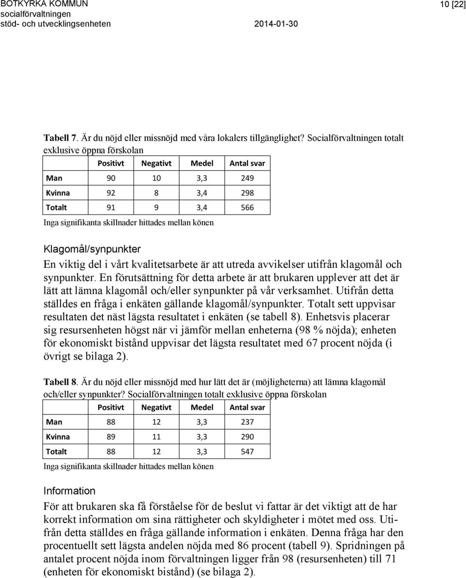 Klagomål/synpunkter En viktig del i vårt kvalitetsarbete är att utreda avvikelser utifrån klagomål och synpunkter.