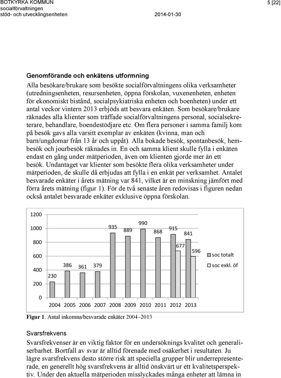 enkäten. Som besökare/brukare räknades alla klienter som träffade socialförvaltningens personal, socialsekreterare, behandlare, boendestödjare etc.