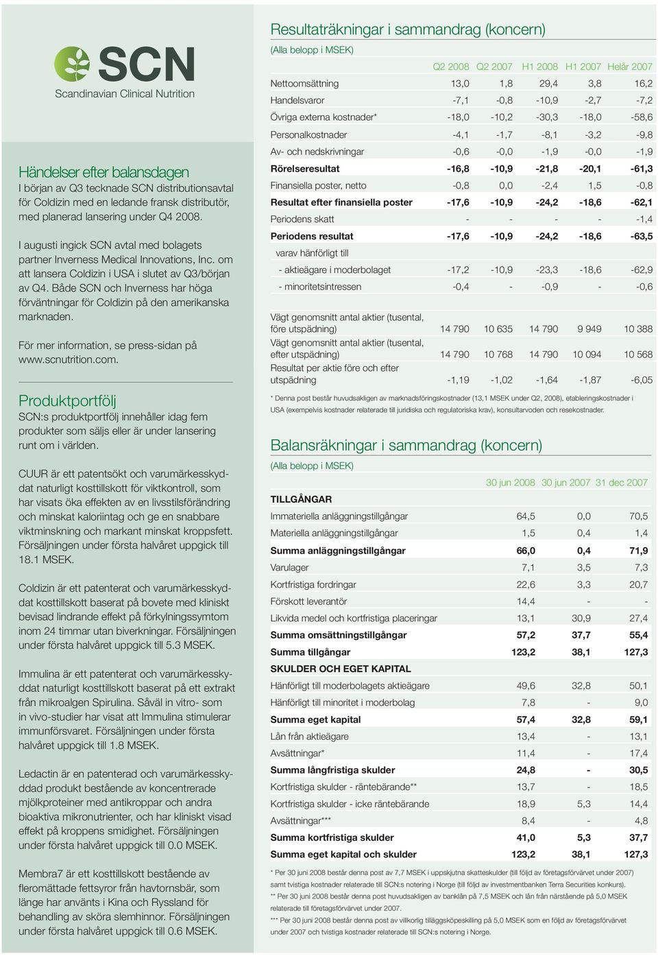 Både SCN och Inverness har höga förväntningar för Coldizin på den amerikanska marknaden. För mer information, se press-sidan på www.scnutrition.com.