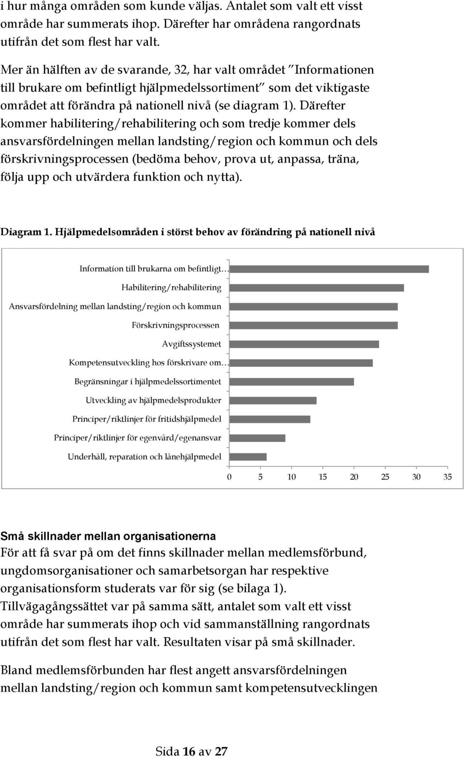 Därefter kommer habilitering/rehabilitering och som tredje kommer dels ansvarsfördelningen mellan landsting/region och kommun och dels förskrivningsprocessen (bedöma behov, prova ut, anpassa, träna,