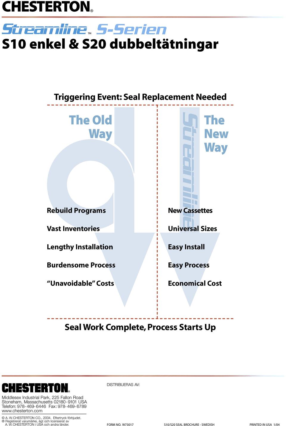 DISTRIBUERAS AV: Middlesex Industrial Park, 5 Fallon Road Stoneham, Massachusetts 0180-9101 USA Telefon: 978-69- 66 Fax: 978-69- 6789 www.chesterton.com A. W.