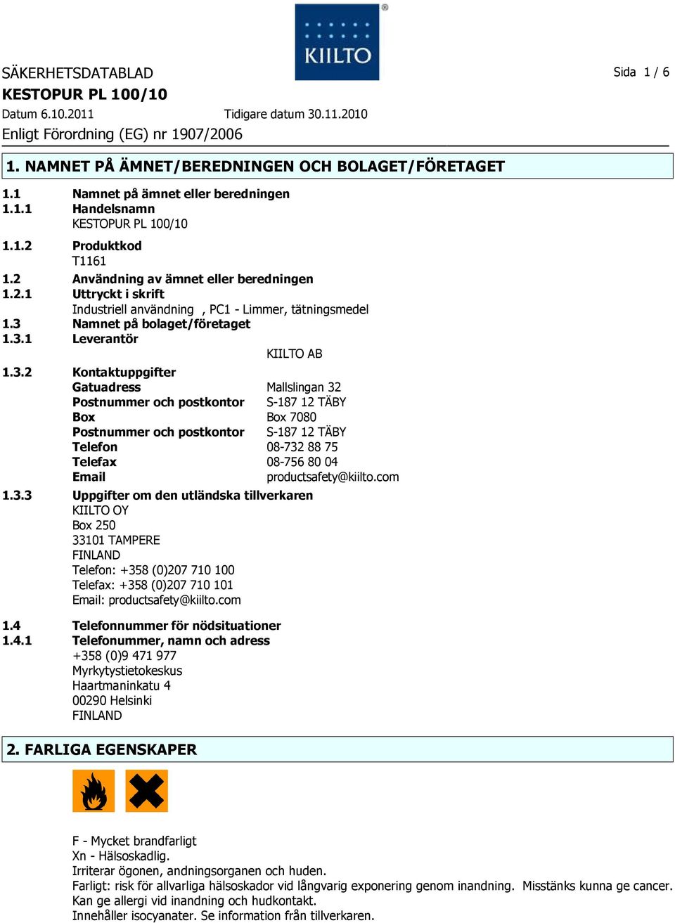 Namnet på bolaget/företaget 1.3.