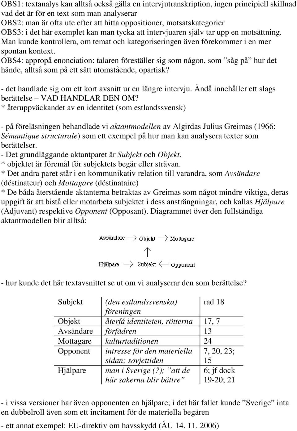 OBS4: appropå enonciation: talaren föreställer sig som någon, som såg på hur det hände, alltså som på ett sätt utomstående, opartisk? - det handlade sig om ett kort avsnitt ur en längre intervju.