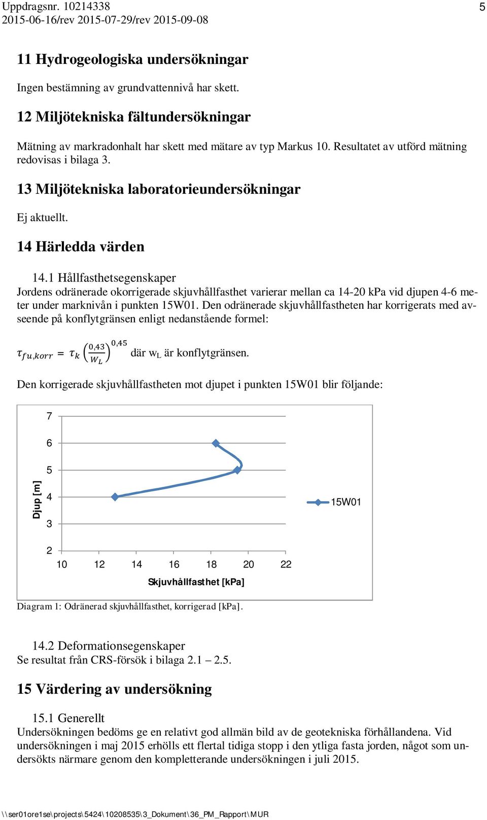 13 Miljötekniska laboratorieundersökningar Ej aktuellt. 14 Härledda värden 14.