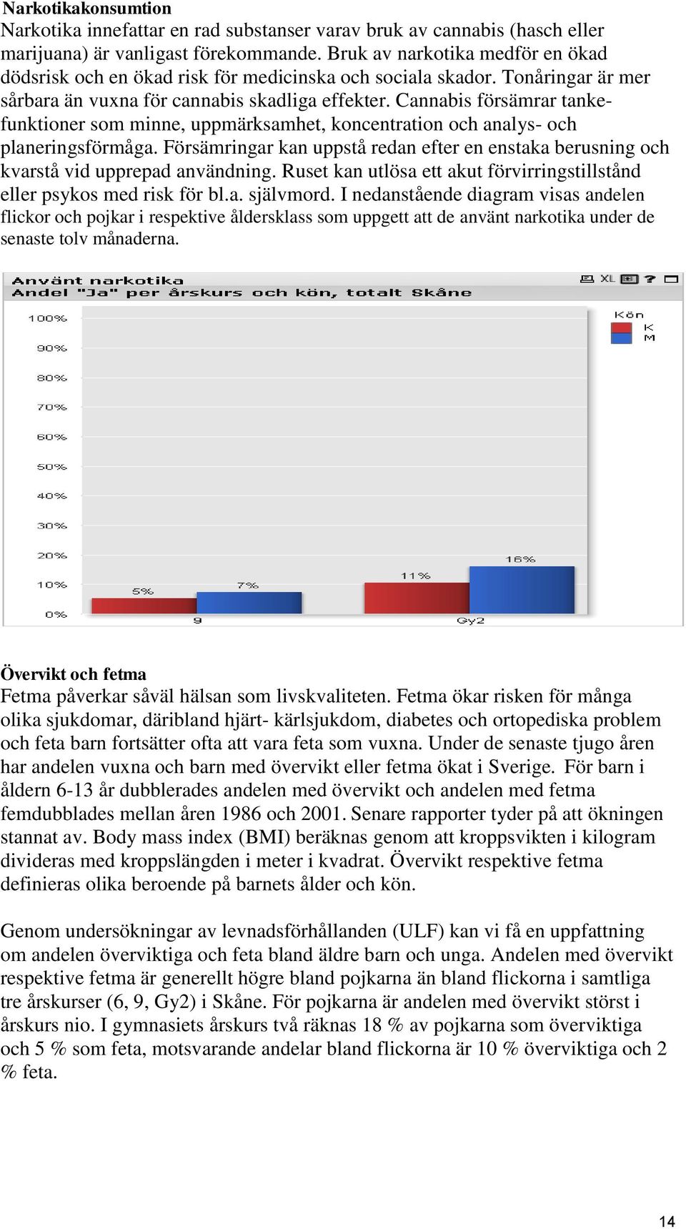 Cannabis försämrar tankefunktioner som minne, uppmärksamhet, koncentration och analys- och planeringsförmåga.