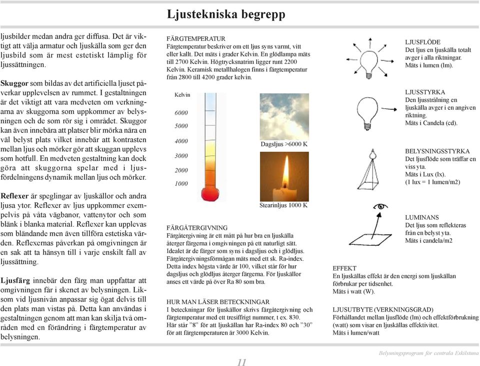 I gestaltningen är det viktigt att vara medveten om verkningarna av skuggorna som uppkommer av belysningen och de som rör sig i området.