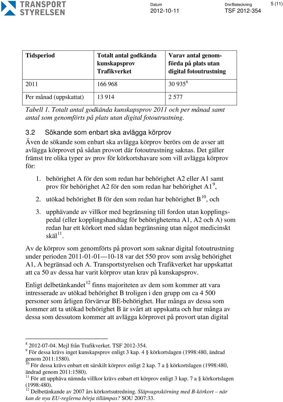 2 Sökande som enbart ska avlägga körprov Även de sökande som enbart ska avlägga körprov berörs om de avser att avlägga körprovet på sådan provort där fotoutrustning saknas.