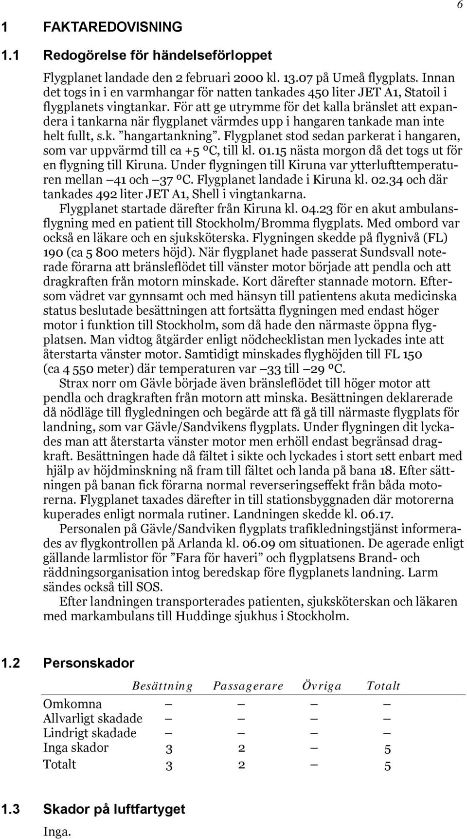 För att ge utrymme för det kalla bränslet att expandera i tankarna när flygplanet värmdes upp i hangaren tankade man inte helt fullt, s.k. hangartankning.