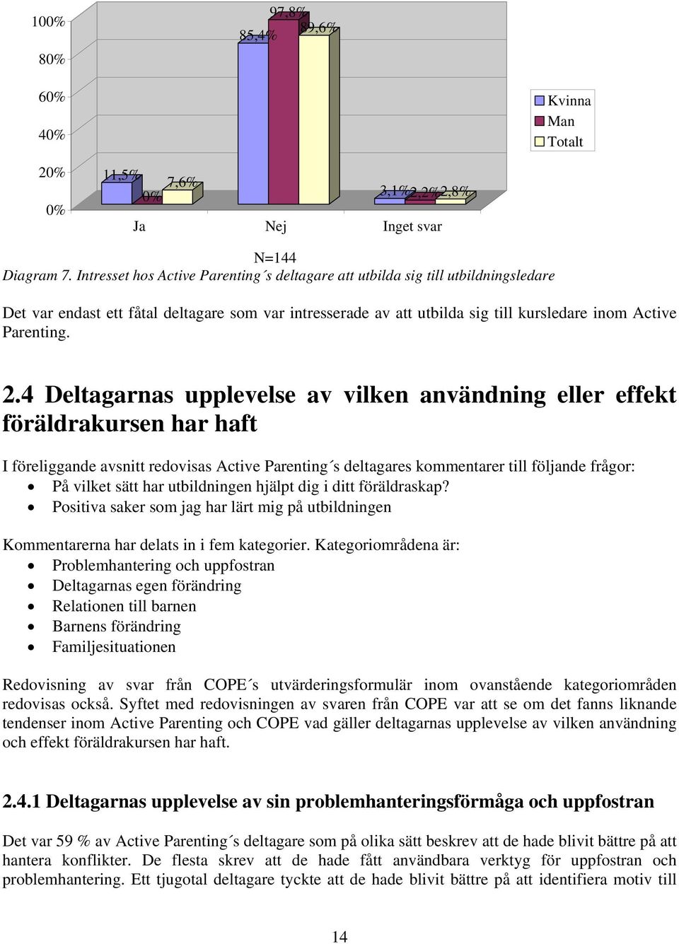 4 Deltagarnas upplevelse av vilken användning eller effekt föräldrakursen har haft I föreliggande avsnitt redovisas Active Parenting s deltagares kommentarer till följande frågor: På vilket sätt har