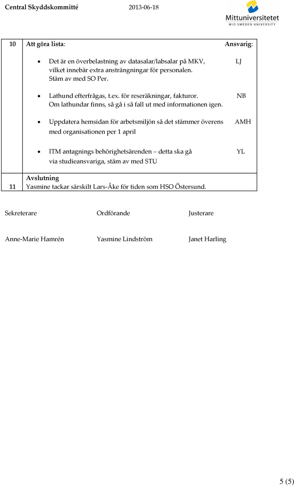 Uppdatera hemsidan för arbetsmiljön så det stämmer överens AMH med organisationen per 1 april ITM antagnings behörighetsärenden detta ska gå YL via