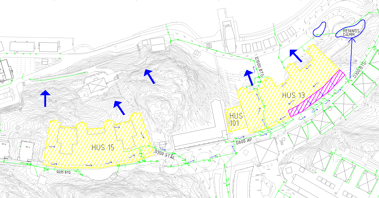 Figur 3 Framtida avvattning för hus 13, Nacka strand.