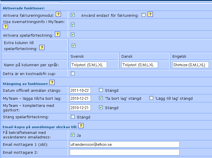 Planering av egen cup : Anmälningsfasen Sid 17 1.10 MyTeam specifikt Om du inte använder MyTeam, kan du hoppa över detta kapitel. Ifrån menyn, klicka på Till MyTeam Admin.