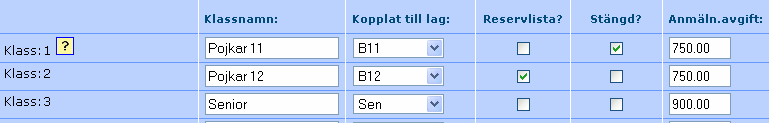 Planering av egen cup : Anmälningsfasen Sid 19 Logiken kring anmälningarna kan styras tämligen flexibelt. Vi rekommenderar dig att klicka på de de gula? -ikonerna för mer detaljinformation.