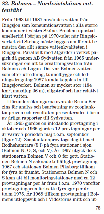 Bilaga 3. Utdrag ur rapport om tidigare djurplanktonundersökningar Ur: Persson, G & Svensson, J-E.