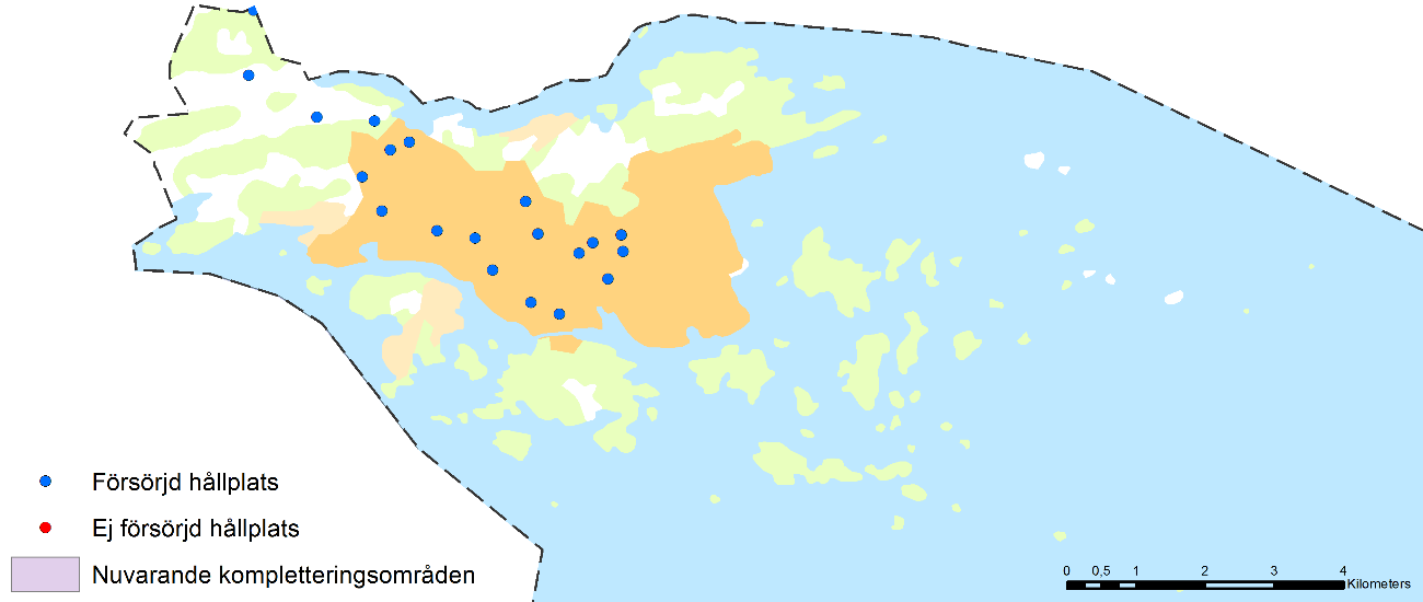 Figur 5. Nuläge i Nyköpings kommun. Oxelösund I dagsläget finns inga kompletteringsområden i Oxelösunds kommun.