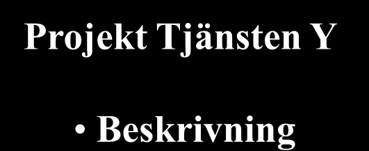 Tjänsteplattform - Projektstruktur TJÄNSTEPLATTFORMEN Projektet Övergripande projekt som syftar till att definiera rutiner kring framtagande, dokumentation och