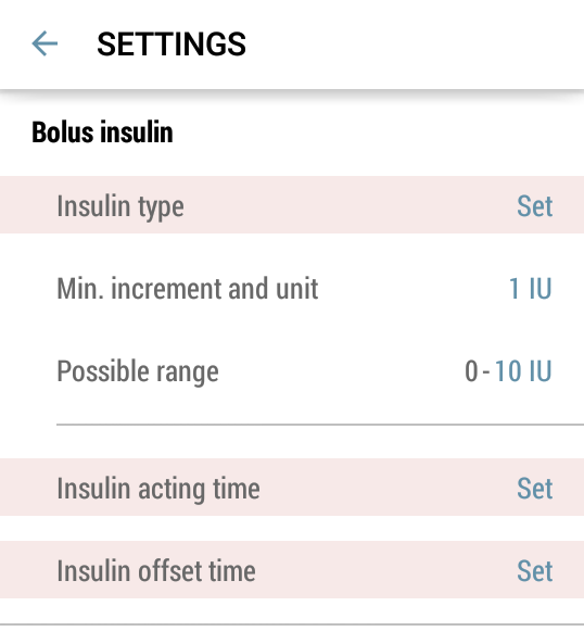 3.2.2.2 Carbohydrate Settings Inställningar relaterade till kolhydrater definieras under rubriken "Carbohydrates". Inställningarna är förklarade i nedanstående tabell.