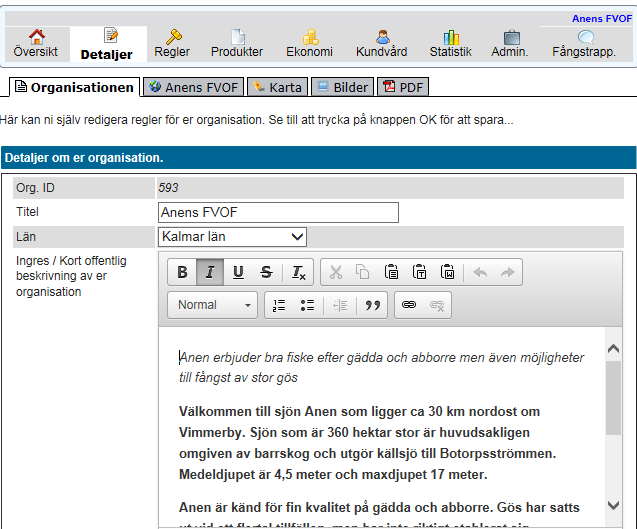 Klicka på Kontrollpanel Steg 4 Du kommer till en översiktssida. För att redigera information om Er förening, d.v.s. Er egen hemsida, tryck på Detaljer.