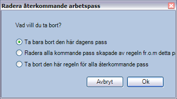 Du anger om det är ett fördefinerat pass du vill andvända tiderna från eller så sätter du tiderna själv.