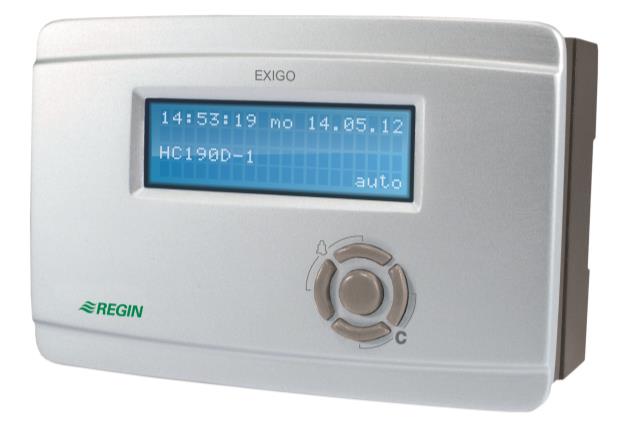 Kapitel 6 Display, lysdioder och knappar Detta kapitel är tillämpligt på Exigo-enheter och på terminalenheten E3-DSP som kan anslutas till Exigo-enheter. 6.1 Display Displayen har 4 rader med 20 tecken per rad.