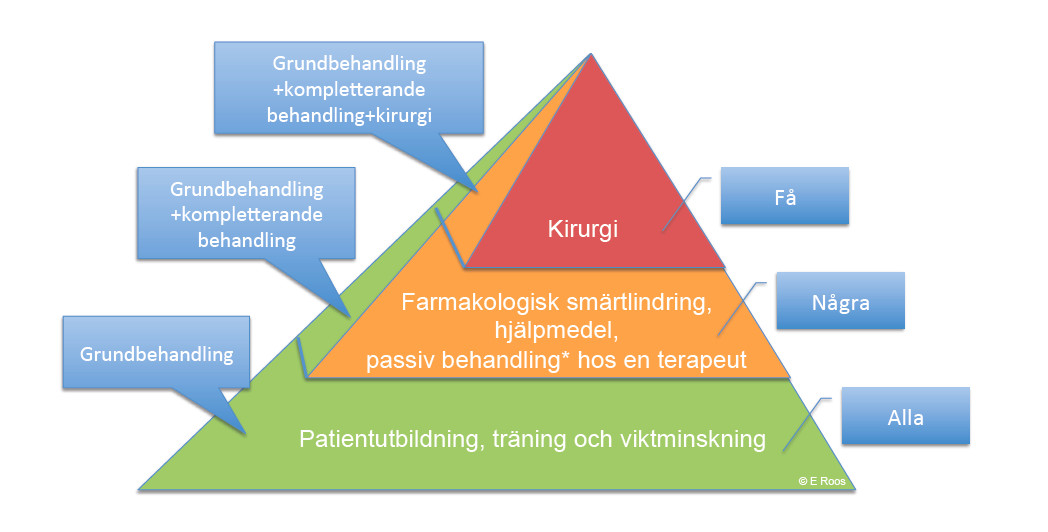 träning är 2 3 gånger större än effekten av viktminskning, vilket i sin tur är förenat med större smärtlindring och funktionsförbättring än patientutbildning (25, 27, 28).