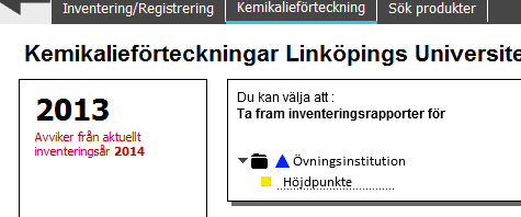 3. För att underlätta inventeringen är det lämpligt att göra en lista över befintliga kemikalier i de olika lokalerna. Gå in på: Kemikalieförteckning.