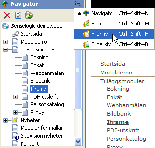 Sidmallar I sidmallar kan man se de mallar och komponenter som administratören har skapat på webbplatsen. Det är utifrån dessa mallar som man bygger sidorna på webbplatsen. OBS!