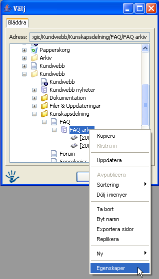 6.4 FAQ-lista 6.4.1 Användningsområde Frågor och svar (nyheter) är en modul för frågor och svar som nyttjar nyhetsmodulen.