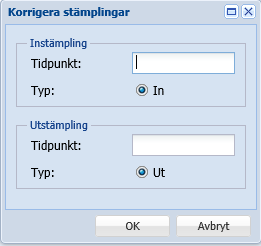 Ny stämpling Klicka på Ny för att lägg in