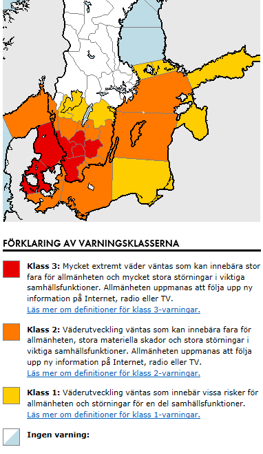 Storm 28/10 Klass 3-varning i Halland, Skåne och Kronobergs län