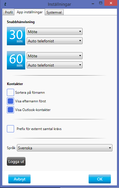 Ljud I ljudinställningarna kan du definiera dina inställningar för telefonljud in och ut, ringsignal samt aktivera specifikt stöd för Sennheiser-headset.