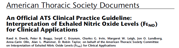 We recommend that F E NO >50 ppb (>35ppb in children) be used to indicate that eosinophilic inflammation.