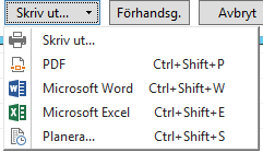 Om du väljer knappen Skriv ut kommer rutan för att välja skrivare upp.