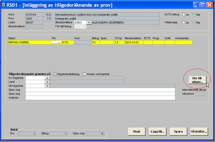 Yrkesprogram (studier inom ett visst program som leder till en yrkesexa