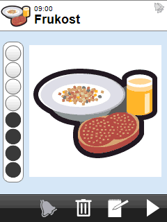 Ljudlarm-knappen, se kapitel 2.2.1 Ljudlarm och/eller vibration. Ta bort-knapp. För att ta bort aktiviteten trycker man på Ta bort-knappen, se kapitel 7. Ta bort aktivitet/timer. Ändra-knapp.