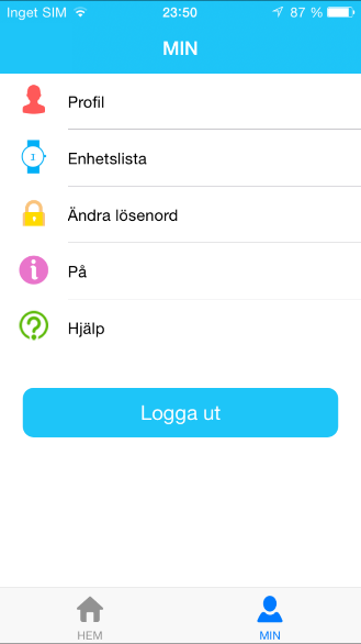 Hitta-min- Safe2Go-enhet / ( Device ) Under denna meny kan man aktivera Safe2Go klockan med att ringa under 1 minut för att hitta den.