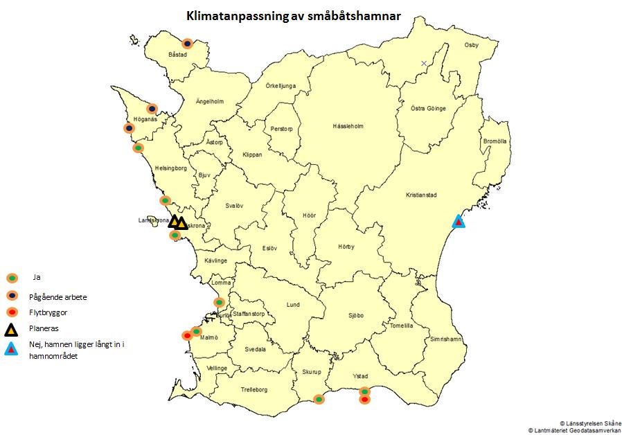 Mer än fyra femtedelar av hamnarna har svarat nej på frågan eller inte svarat alls. I den grupp som inte svarat är det flera små hamnar där ansvariga för hamnen inte kunnat fastställas.