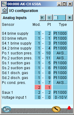 Konfiguration - fortsatt 6. Kontrollera konfigurationen av Analoga Ingångar. Den valda modulen och punktnumren för Sc3 Air on visas i ett rött fält istället för ett blått.