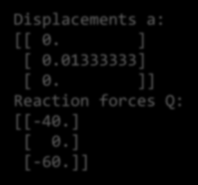 6a Lösning av ekvations system utskrift print("displacements a:") print(a) print("reaction forces