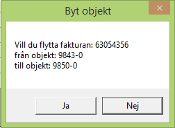 Flytta registrerade EDI-fakturor Nu kan man flytta en redan inläst EDI faktura från ett objekt till ett annat, under förutsättning att något av objekten inte är fakturerade.