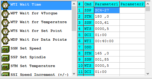 Figur 3.5 Skärmdump på programmering av programvaran Rheocalc Programmeringen bygger på uppskattning av hastigheten vid de olika temperaturstegen samt mjukpunkten för provet.