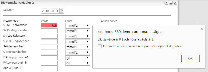 Biokemiska variabler 2 Klicka på Lägg till för att skapa en ny registrering.