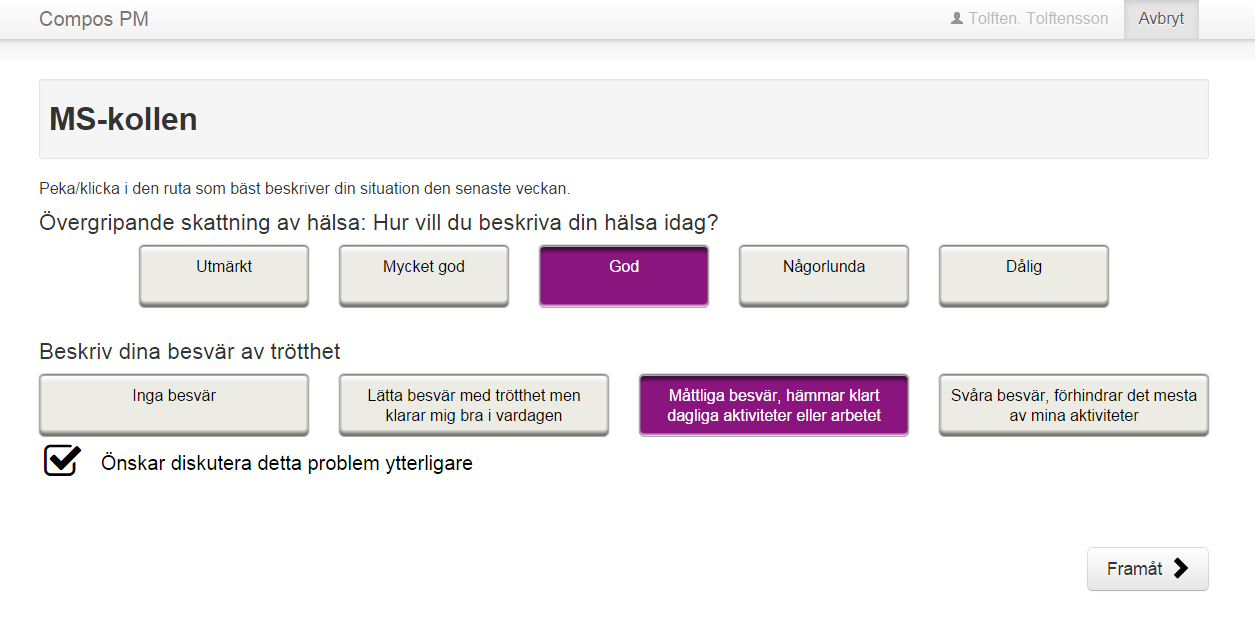 Figur 9. Patienten kan via internet ta del av utvalda egna data ur SMSreg.