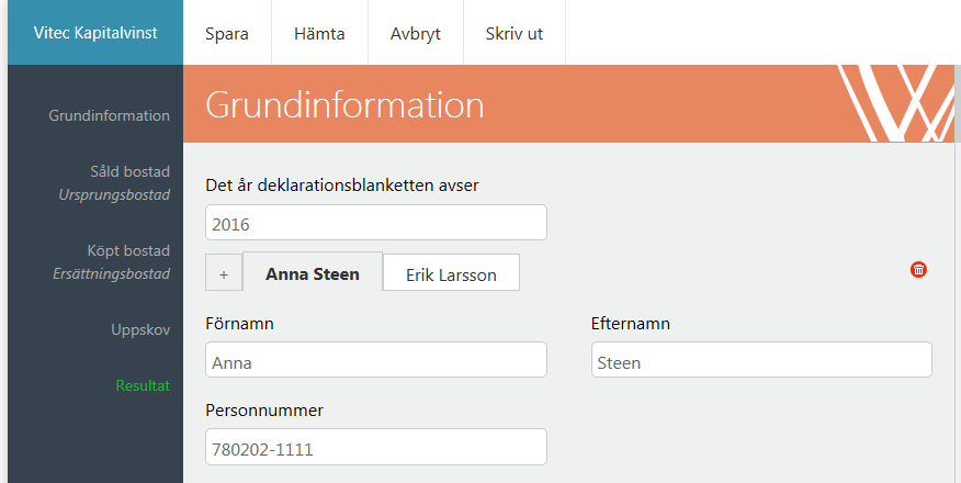 Grundinformation Har du matat in säljarna i ditt Mäklarsystem visas dessa under Grundinformation.