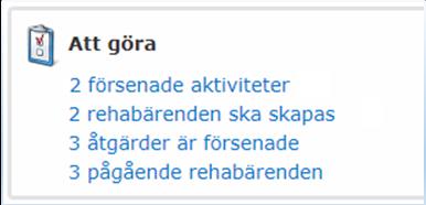 På motsvarande sätt kan systemet guida cheferna över vilka övriga aktiviteter som de ska fokusera sig på i rehabarbetet t ex se en översikt över dina aktuella ärenden 3 pågående rehabärenden gamla