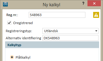 Skapa kalkyler på utländska-, oregistrerade- och övriga fordon Nu finns det stöd för att skapa kalkyler för utländska, oregistrerade, transportskadade och övriga fordon som inte har en svensk