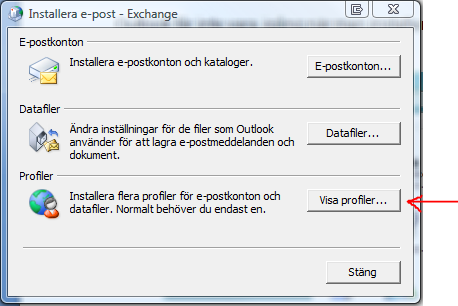 Inställningar i Outlook 2003 1. Öppna kontrollpanelen och dubbelklicka på E-post-ikonen.